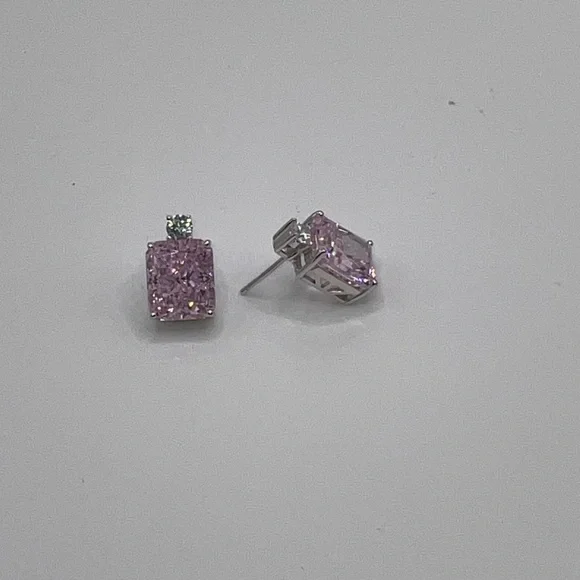 3.5ct Pink Sapphire Radiant Cut Earrings - Picture 14 of 15